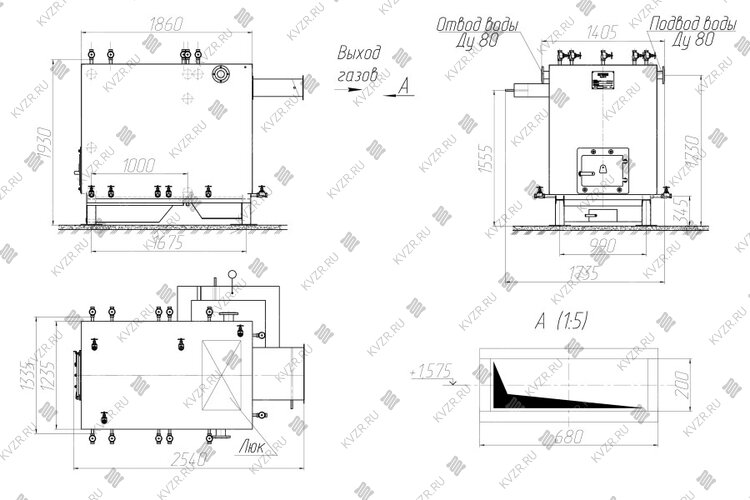 Котел 0.47 МВт без дымососа чертеж